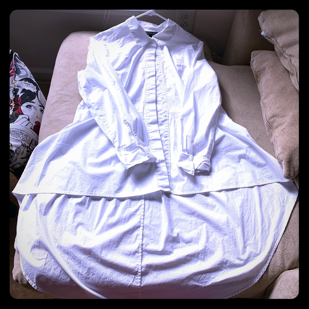 Long tail white button up